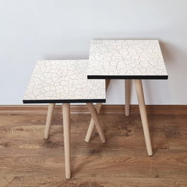 Hanah Home Conjunto de Mesas Nido Blanco y Gris
